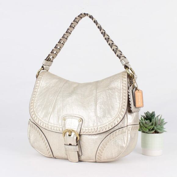Coach Metallic Whipstitch Leather Bag in Champagne Metallic Gold - Picture 1 of 7